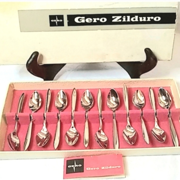 Vintage Gero Zilduro Holland Stainless Steel Cocktail Spoons (12)EUC